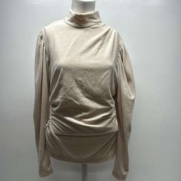 ALC Joss Top Blouse Mock Neck Long Sleeve Velvet Velour Ivory Cream Size 10 - Picture 1 of 10
